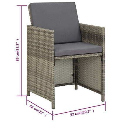 Vidaxl Set De Comedor De Jardín 5 Pzas Y Cojines Ratán Sintético Gris_2