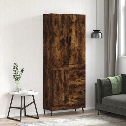 Aparador Alto Madera Contrachapada Roble Ahumado 69,5x34x180 Cm_0