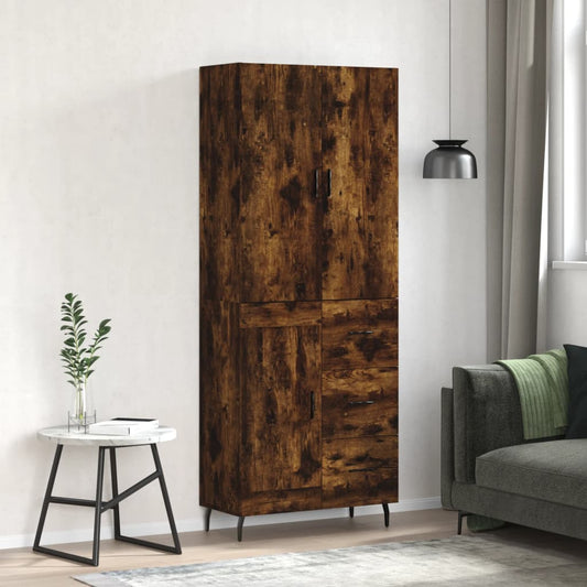 Aparador Alto Madera Contrachapada Roble Ahumado 69,5x34x180 Cm_0