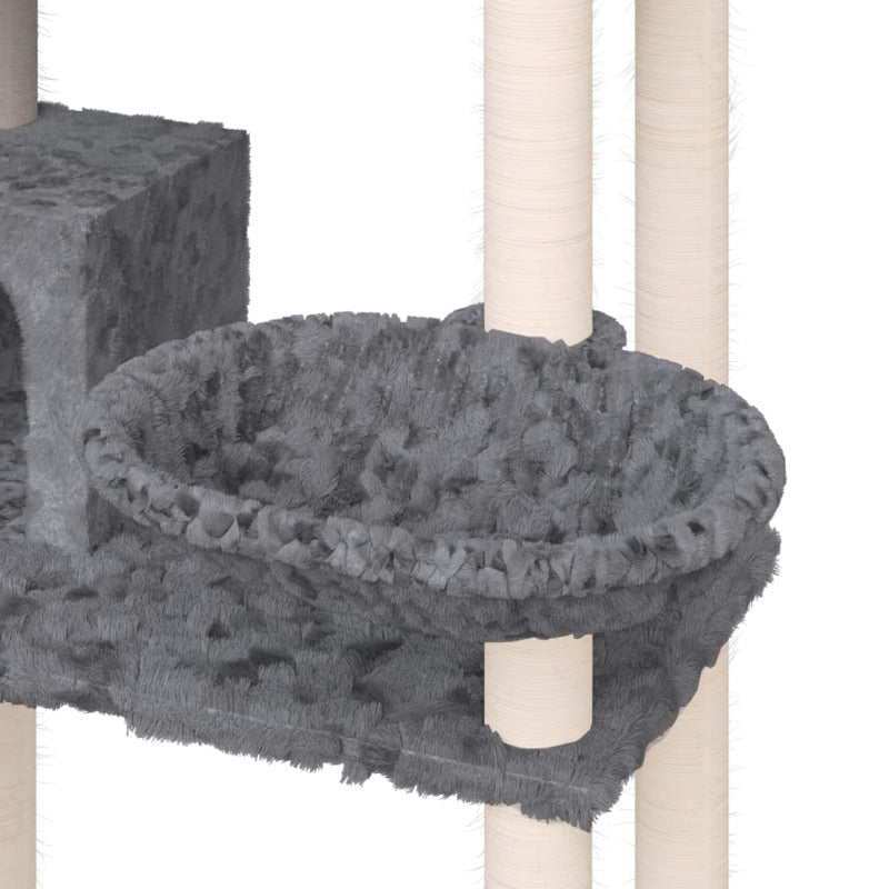 Vidaxl Rascador Para Gatos Con Postes De Sisal Gris Oscuro 131 Cm_5