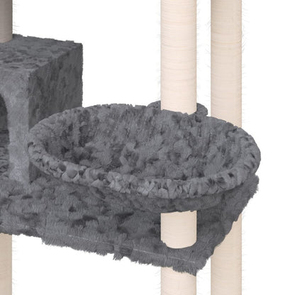 Vidaxl Rascador Para Gatos Con Postes De Sisal Gris Oscuro 131 Cm_5