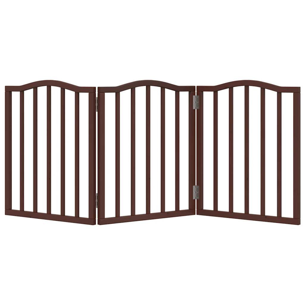 Vidaxl Puerta Para Perros Plegable 3 Paneles Álamo Marrón Roble 150 Cm_3