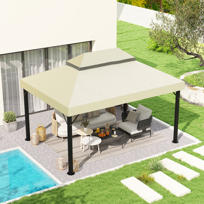 Outsunny Techo De Repuesto Para Cenador 4x3 M Con Techo Doble Crema_1