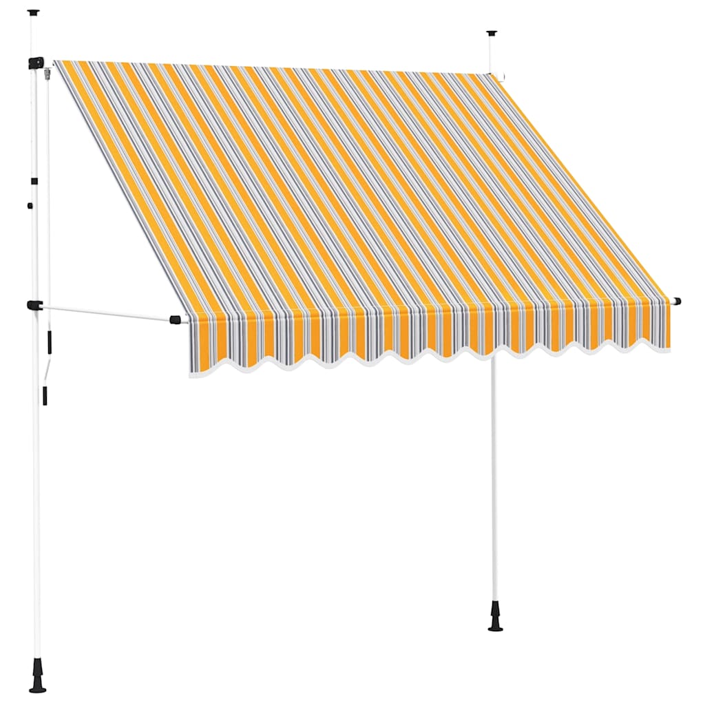 Toldo Manual Retráctil 250 Cm Amarillo Y Azul A Rayas_0
