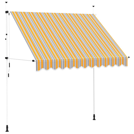 Toldo Manual Retráctil 250 Cm Amarillo Y Azul A Rayas_0