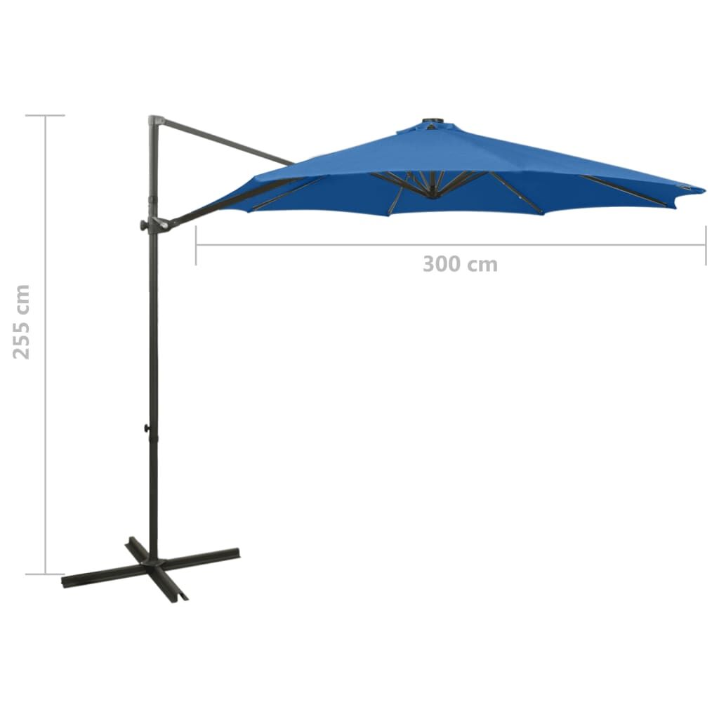 Vidaxl Sombrilla Jardín Voladiza Palo Y Luces Led Azul Celeste 300 Cm_2