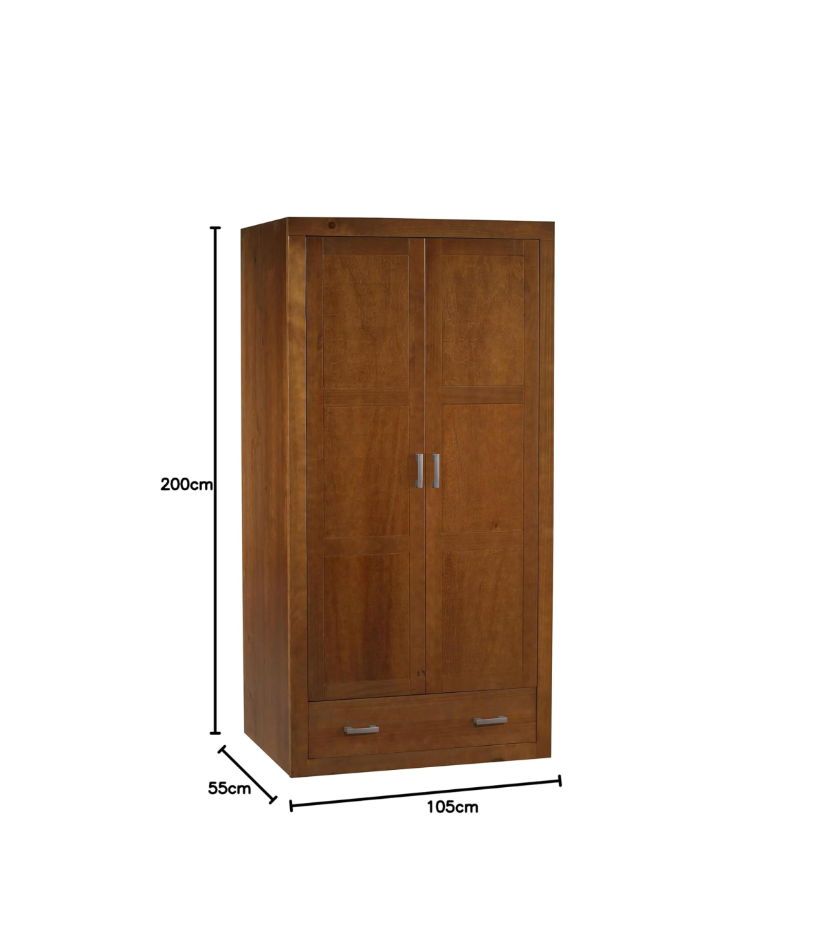 Armario Ropero Madera Maciza Acabado Cerezo 200 Cm(alto)105 Cm(ancho)55 Cm(largo)_2