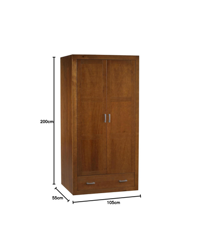 Armario Ropero Madera Maciza Acabado Cerezo 200 Cm(alto)105 Cm(ancho)55 Cm(largo)_2