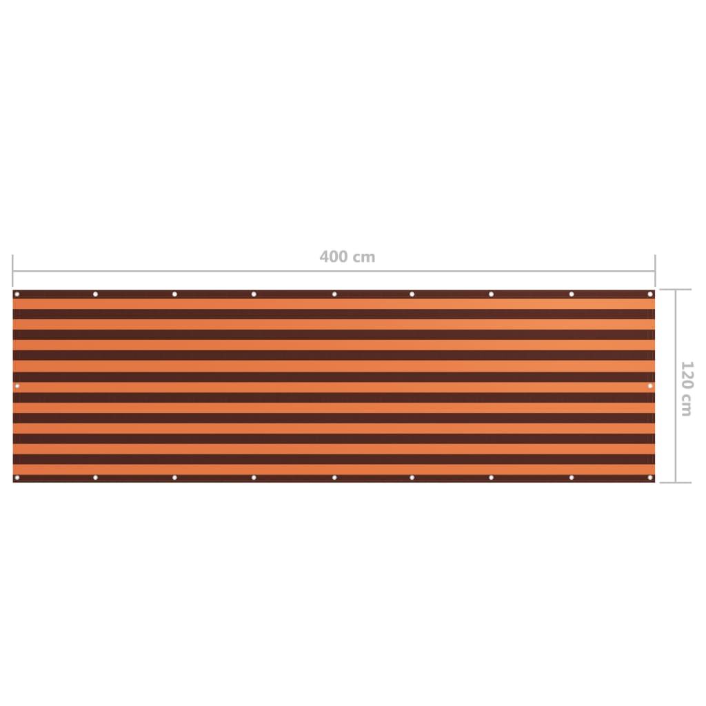 Vidaxl Toldo Para Balcón Tela Oxford Naranja Y Marrón 120x400 Cm_2