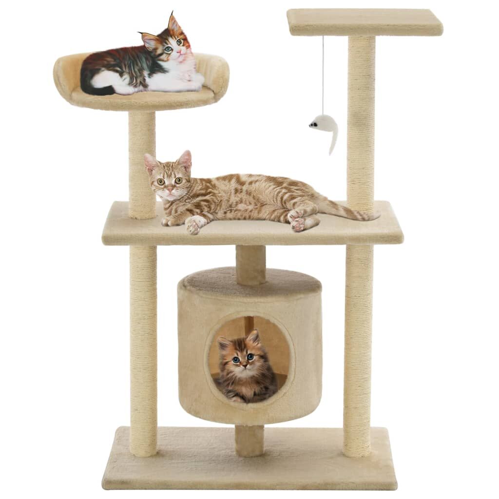 Vidaxl Rascador Para Gatos Con Postes Rascadores De Sisal 95 Cm Beige_1
