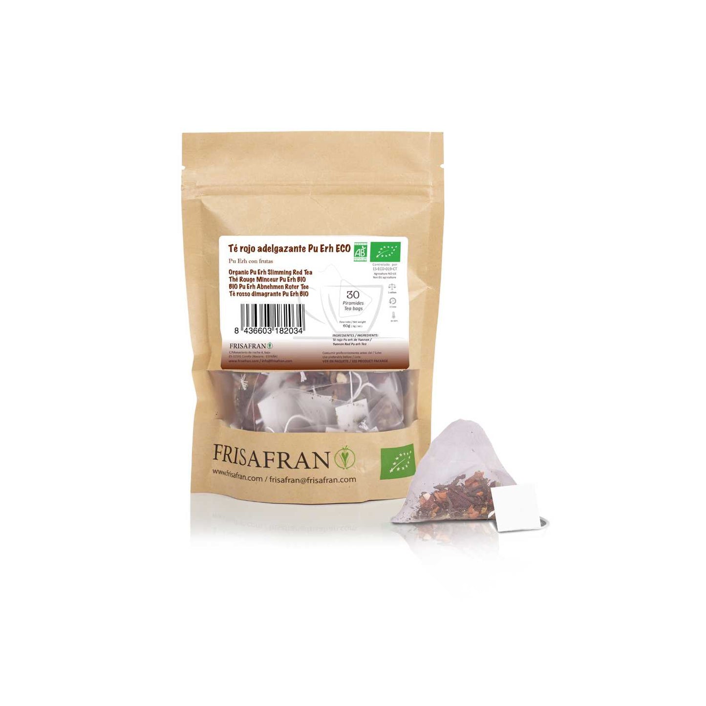 Té Rojo Pu Erh Adelgazante Ecológico En Pirámides | Calidad | Frisafran 60 Uds_0