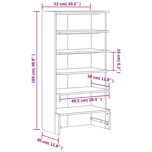 Mueble Zapatero De Madera Maciza De Pino 52x30x104 Cm / Vetonek_0