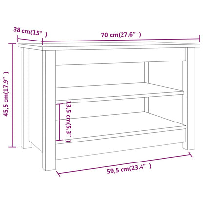 Banco Zapatero Madera De Pino Maciza Blanco 70x38x45,5 Cm / Vetonek_3