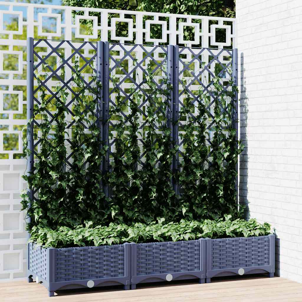 Jardinera Con Enrejado Pp Azul Gris 120x40x121,5 Cm_1