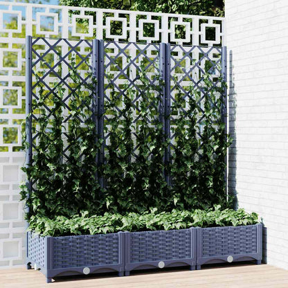Jardinera Con Enrejado Pp Azul Gris 120x40x121,5 Cm_1