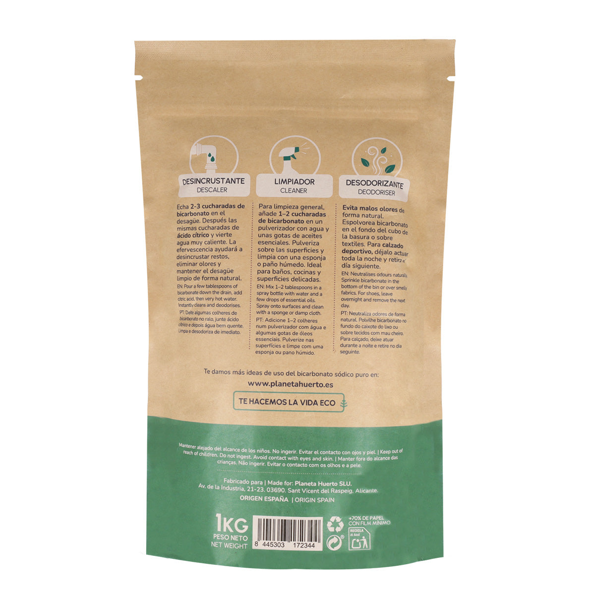 Pack 3x Bicarbonato sódico Planeta Huerto 1 Kg