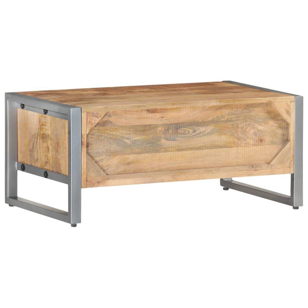 Mesa De Centro De Madera De Mango Rugosa 95x50x40 Cm_2