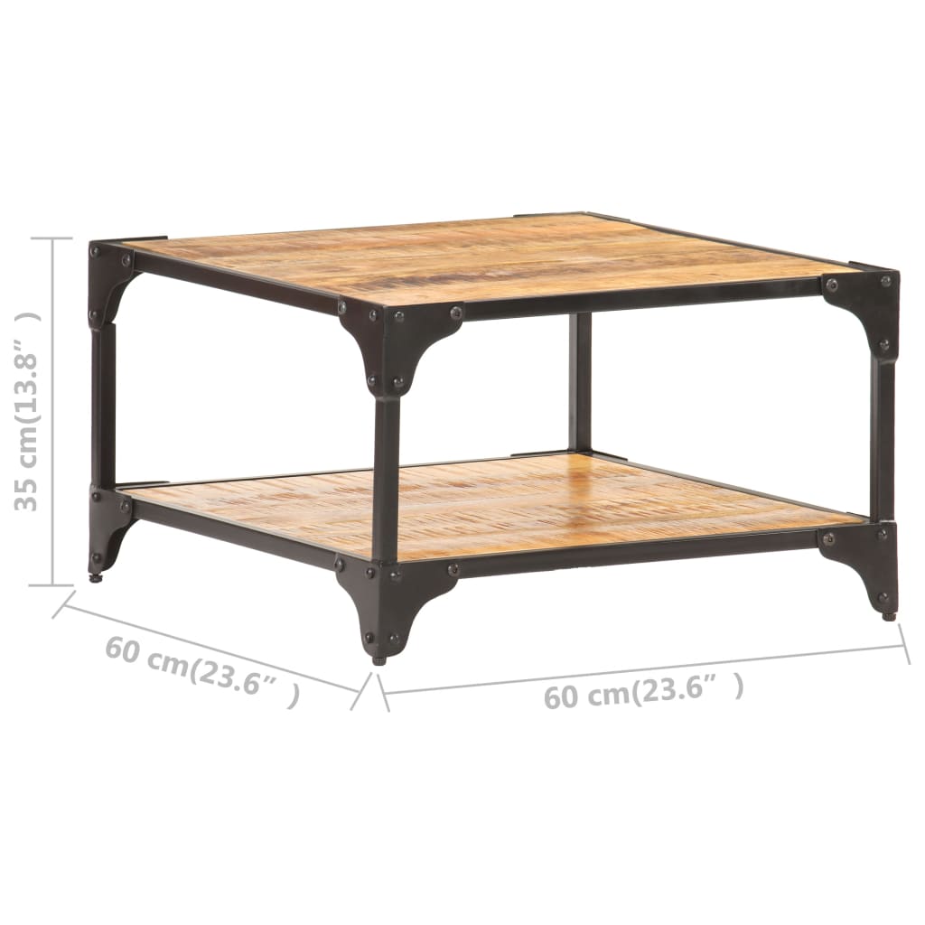 Mesa De Centro De Madera Maciza De Mango 60x60x35 Cm_4