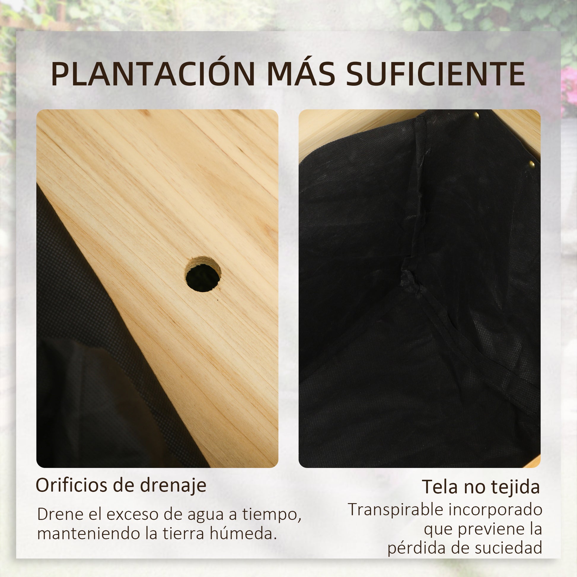 Outsunny Jardinera Elevada De Madera En Forma De L 120x120x50 Cm Natural_5