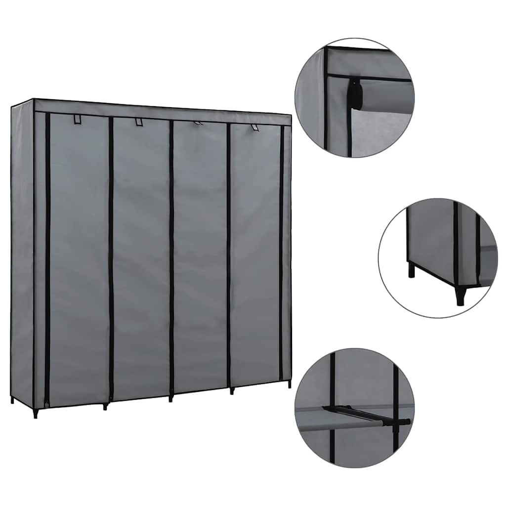 Armario Con 4 Compartimentos Gris 175x45x170 Cm_1