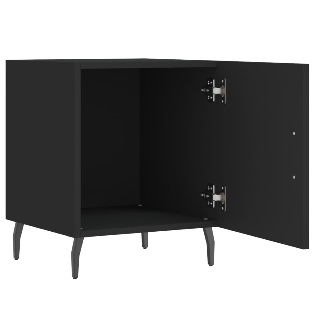 Mesita De Noche Madera De Ingeniería Negro 40x40x50 Cm_3