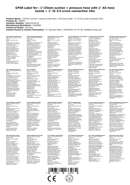 1/25mm Manguera De Succión Y Presión Con Boquilla De Manguera Macho De 1 + Conexión Hembra De 1 2/3 10m_1