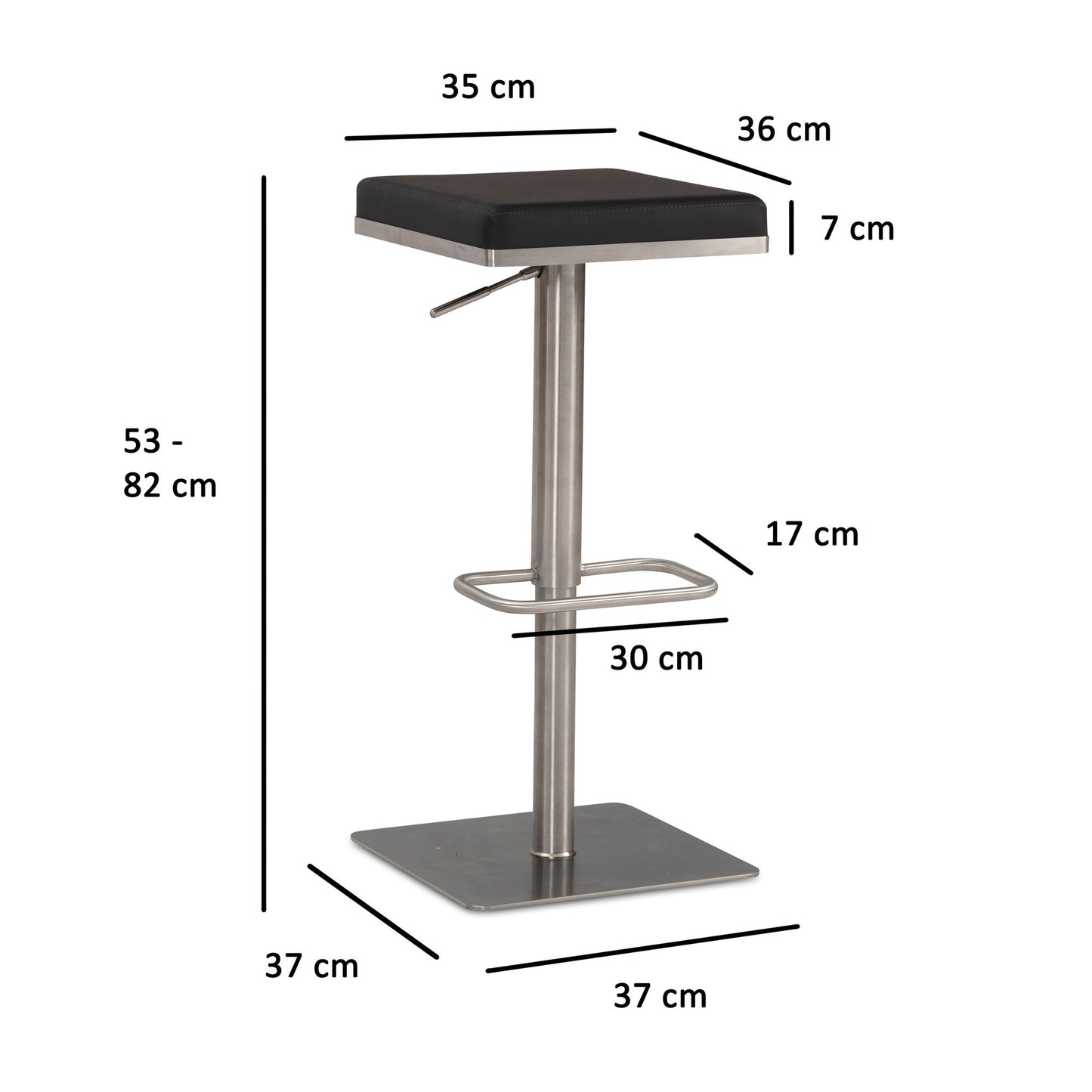 Taburete De Bar Negro De Piel Sintética De Acero Inoxidable_3