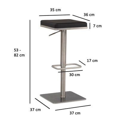 Taburete De Bar Negro De Piel Sintética De Acero Inoxidable_3