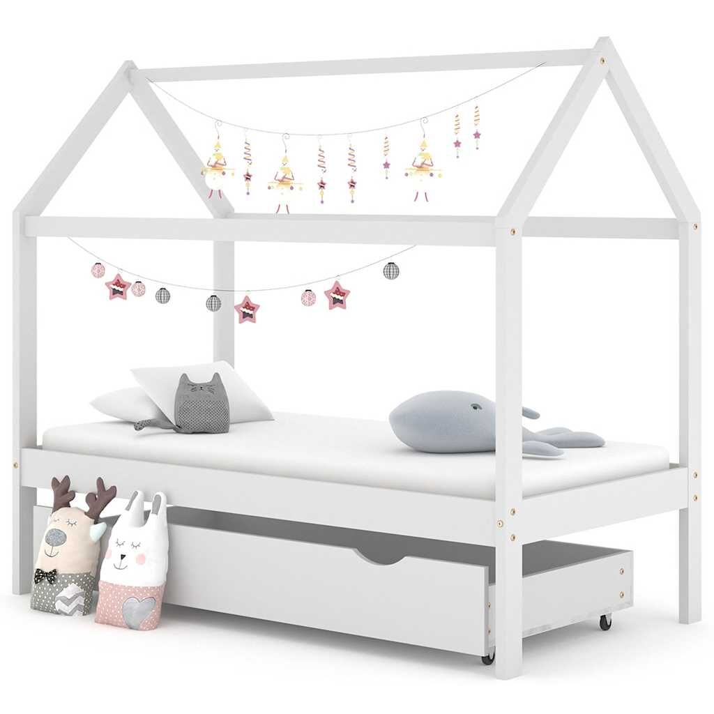 Vidaxl Estructura Cama Niños Con Cajón Madera Pino Blanco 80x160 Cm_1