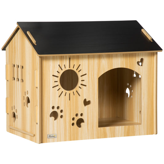 Pawhut Caseta De Madera Para Perros Pequeños Con Puerta Delantera 69x50x58,5 Cm_0