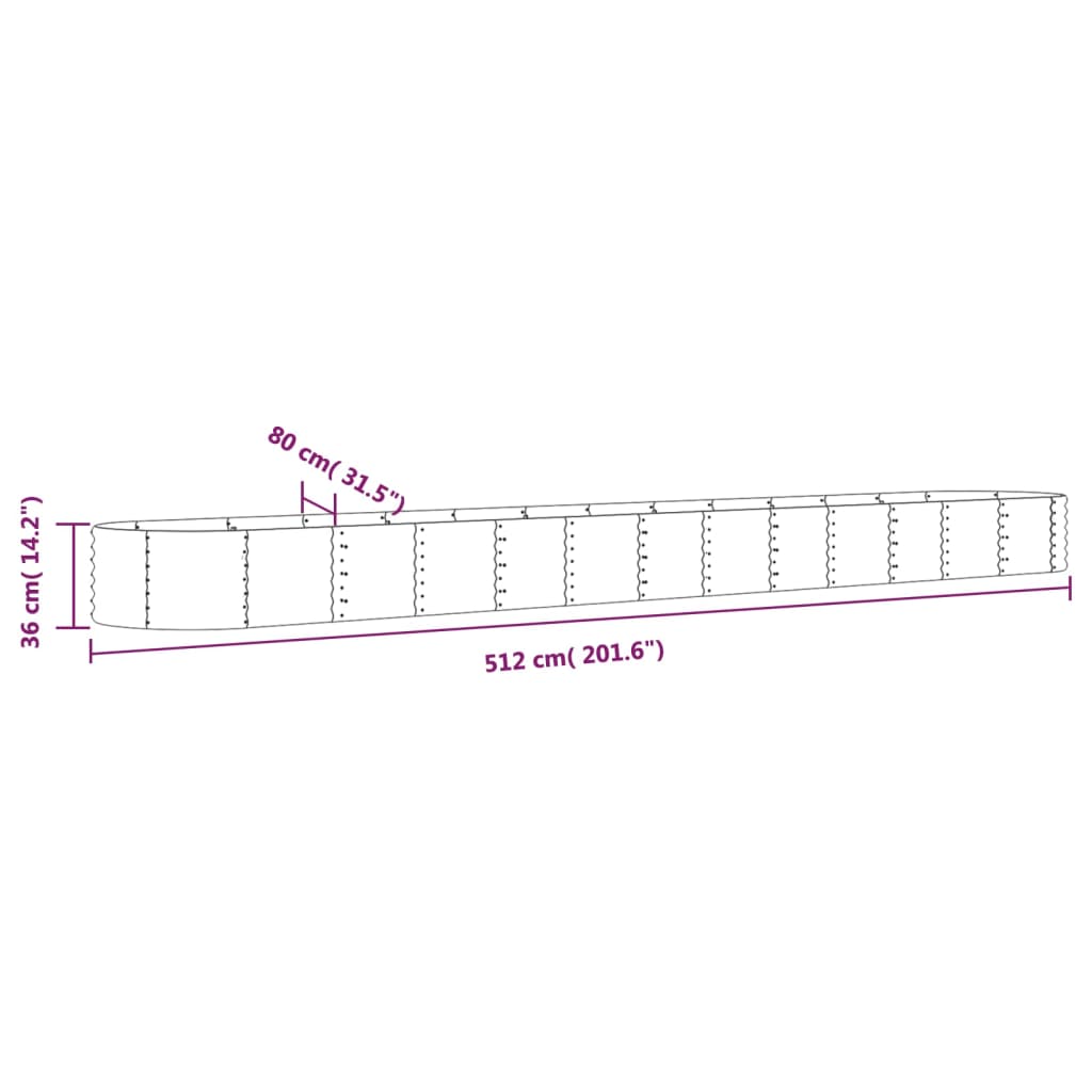 Jardinera Arriate Acero Galvanizado Plata 512x80x36 Cm_5
