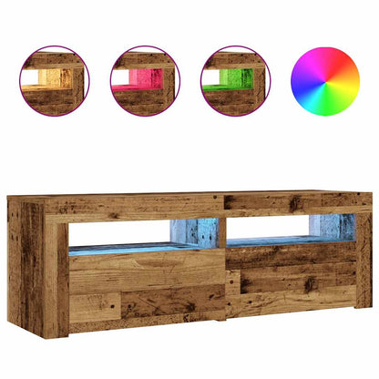 Mesitas De Noche Con Luces Led 2 Uds Madera Vieja 60x35x40 Cm_0