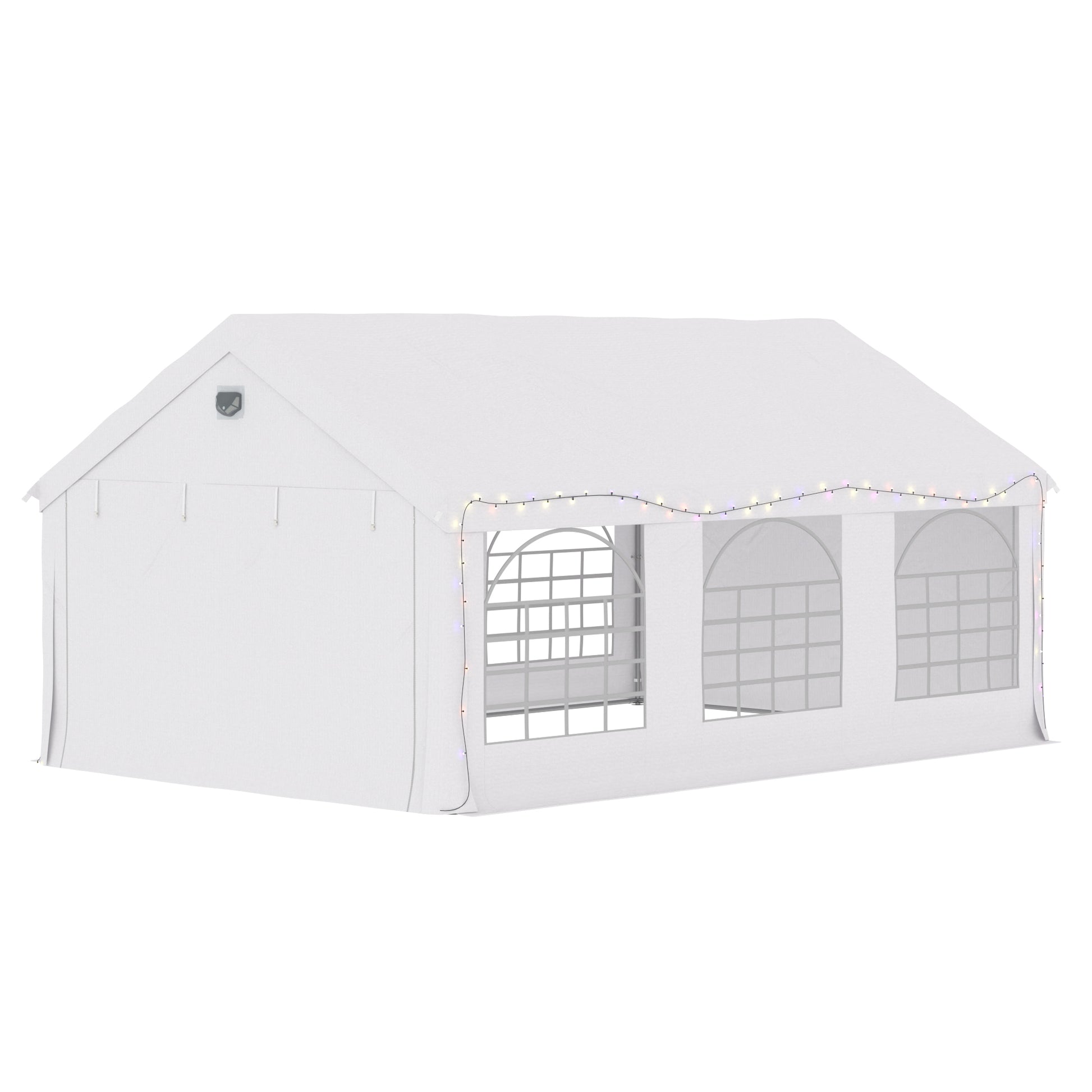 Outsunny Carpa Para Fiesta 4x6 M Con Luces Led Paredes Extraíbles Puertas Blanco_3