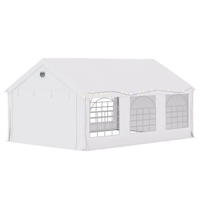 Outsunny Carpa Para Fiesta 4x6 M Con Luces Led Paredes Extraíbles Puertas Blanco_3