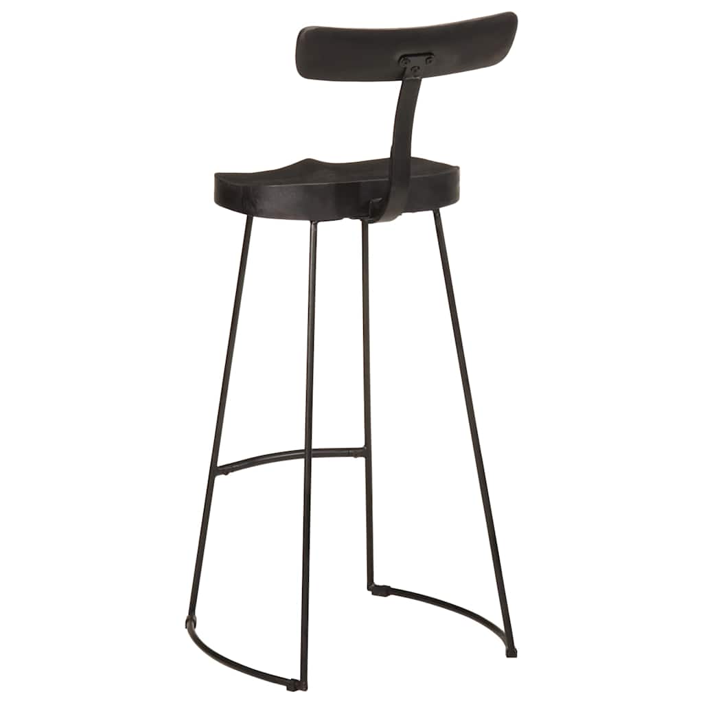 Taburetes De Barra 2 Uds Negro 49x43x103 Cm Madera Maciza Mango_2