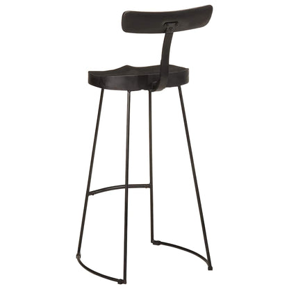 Taburetes De Barra 2 Uds Negro 49x43x103 Cm Madera Maciza Mango_2