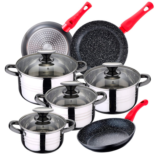 Bateria De Cocina 8 Piezas San Ignacio Dina De Acero Inoxidable Con Juego De Sartenes (20/24/28 Cm) San Ignacio Energy De Aluminio Forjado_0