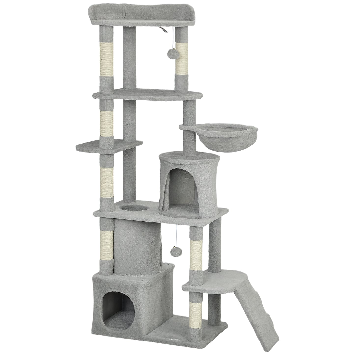 Pawhut Árbol Rascador Para Gatos Grande Altura 170 Cm Gris Claro_0