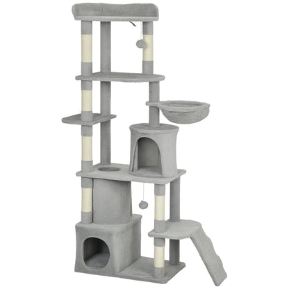 Pawhut Árbol Rascador Para Gatos Grande Altura 170 Cm Gris Claro_0