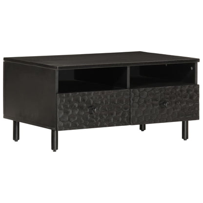 Mesa De Centro Madera Maciza De Mango Negra 80x54x40 Cm_0