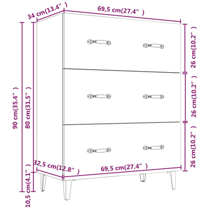 Aparador De Madera De Ingeniería Roble Sonoma 69,5x34x90 Cm / Vetonek_2