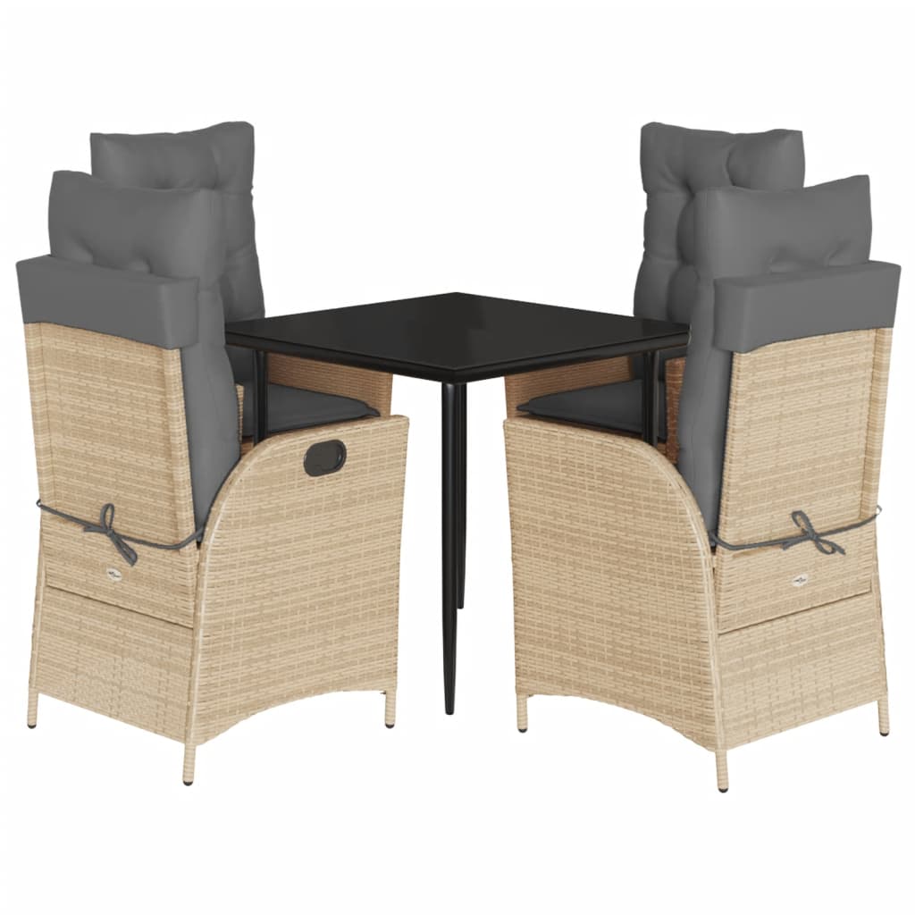 Set Comedor De Jardín 5 Pzas Con Cojines Ratán Sintético Beige / Vetonek_2