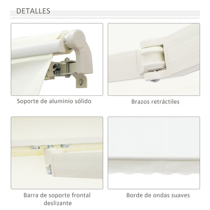 Outsunny Toldo Manual Con Brazo Articulado De Aluminio 4x2,5m Blanco_3