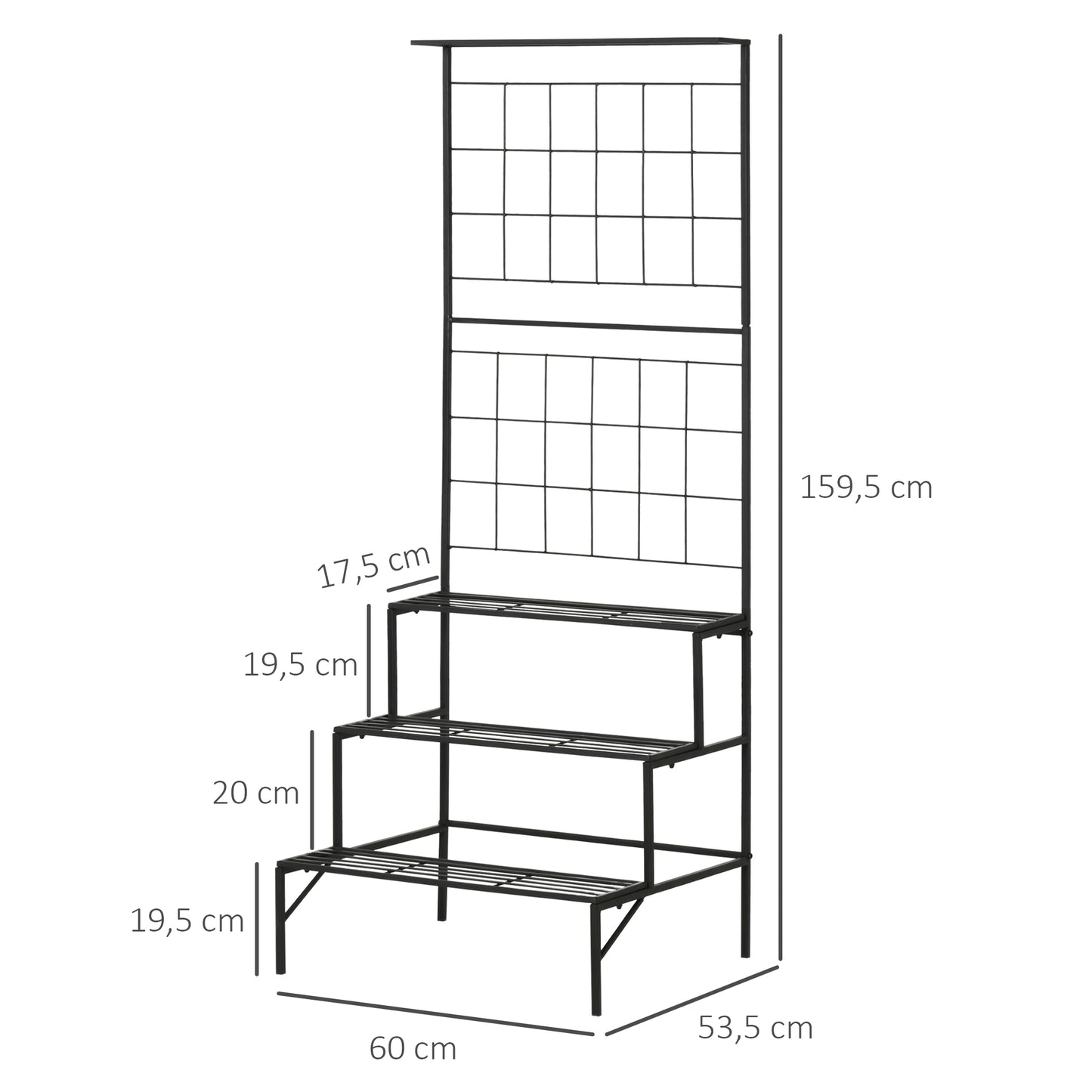 Outsunny Soporte Plantas Con Enrejado De Metal Estantería De Macetas 3 Estantes_2