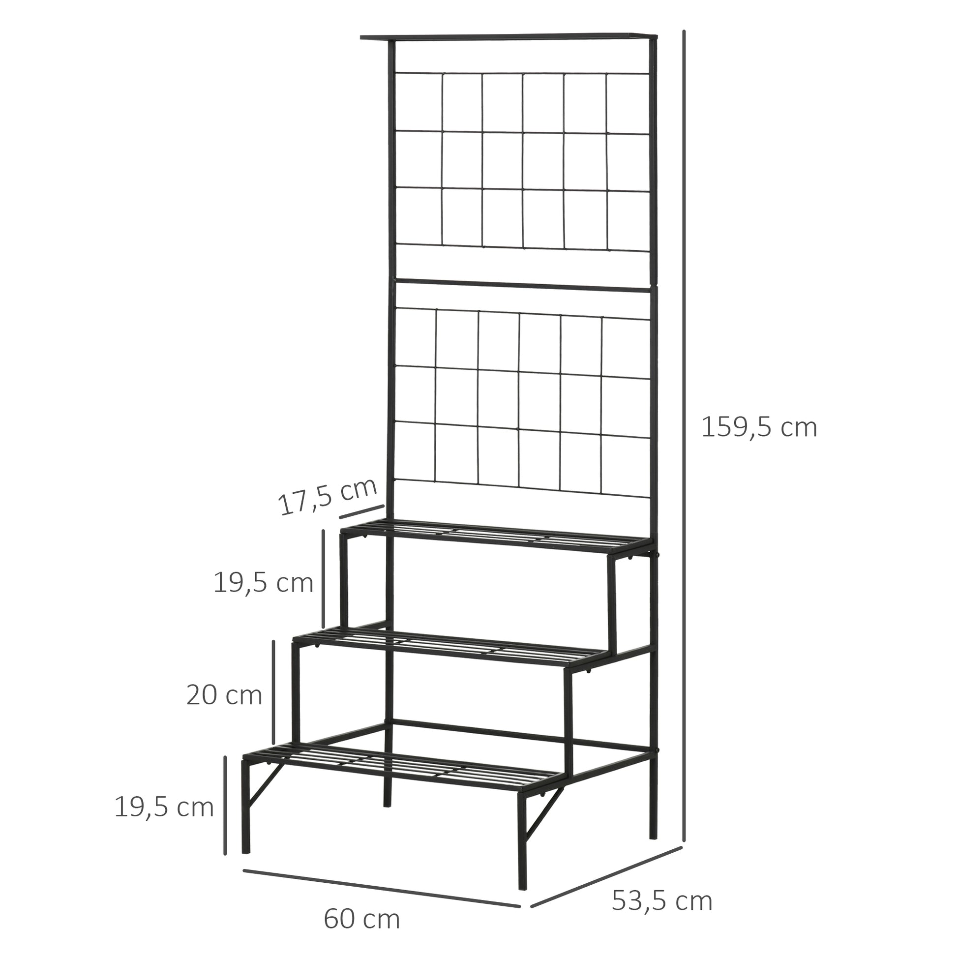 Outsunny Soporte Plantas Con Enrejado De Metal Estantería De Macetas 3 Estantes_2