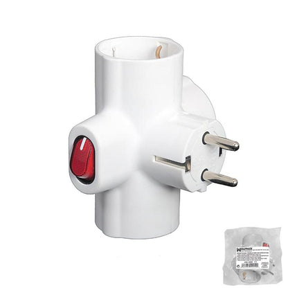 Adaptador / Ladron Triple Schuko 16 A 250v Con Interruptor_0