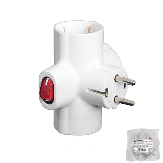 Adaptador / Ladron Triple Schuko 16 A 250v Con Interruptor_0