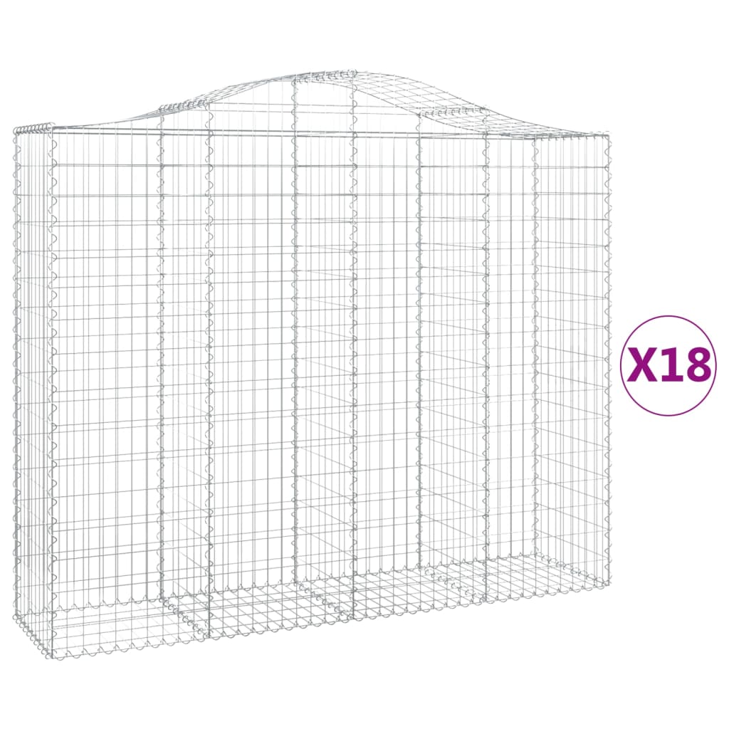 Cestas Gaviones 18 Uds Forma De Arco Hierro 200x50x160/180 Cm_0