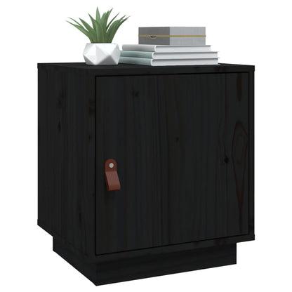 Mesitas De Noche 2 Uds Madera Maciza De Pino Negro 40x34x45 Cm_2