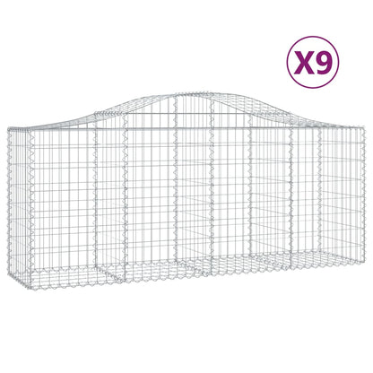 Cestas De Gaviones 9 Uds Forma De Arco Hierro 200x50x80/100 Cm_0